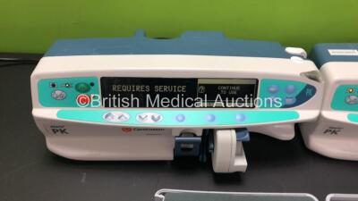 Mixed Lot Including 2 x CareFusion Alaris PK Syringe Pumps (Both Power Up, 1 x Requires Service, 1 x Error Code SF3) and 1 x Cardinal Health Micro Spirometer in Case *SN 800504089 / 800504108 / 06801-54221* - 2