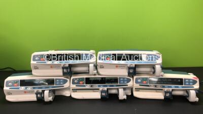 Job Lot Including 3 x CareFusion Alaris GH Syringe Pumps and 2 x Cardinal Health Alaris GH Syringe Pumps (All Power Up, 1 x Requires Service, 1 x Error Code EV6 )