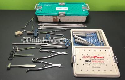 Job Lot Including 1 x Stryker Biocut Instrument Set in Tray and 1 x HyProCure Gramedica Sinus Tarsi Instrument Set in Tray