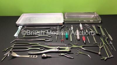 Job Lot of Bone Holding Forceps and Mixed Orthopaedic Surgical Instruments in Trays