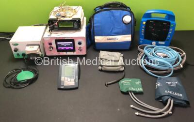 Mixed Lot Including 1 x GE Dinamap ProCare Auscultatory Patient Monitor (Powers Up) with Power Supply and 5 x BP Cuffs with Hoses in Carry Case, 1 x Microlife BP Meter, 1 x Bedfont GastroCH4 ECK Gastrolyzer (Powers Up) 1 x Ohmeda Biox 3740 Pulse Oximeter 