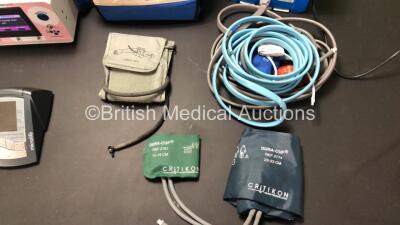 Mixed Lot Including 1 x GE Dinamap ProCare Auscultatory Patient Monitor (Powers Up) with Power Supply and 5 x BP Cuffs with Hoses in Carry Case, 1 x Microlife BP Meter, 1 x Bedfont GastroCH4 ECK Gastrolyzer (Powers Up) 1 x Ohmeda Biox 3740 Pulse Oximeter - 3