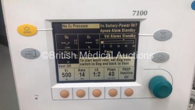 Datex-Ohmeda Aestiva/5 Induction Anaesthesia Machine with Datex-Ohmeda 7100 Ventilator Software Version 1.4, Bellows, Absorber and Hoses (Powers Up) *S/N AMVK00154* - 2