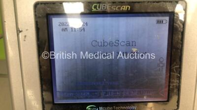 MCube MUM Bio-Con 500 Bladder Scanner Version 3.10.009_pt on Stand with Transducer (Powers Up - Marks and Damage to Unit - See Pictures) *S/N DA161905* **Mfd 2011** - 3