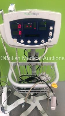 3 x Welch Allyn 53NTY0 Vital Signs Monitors on Stands with Selection of Cables (All Power Up) *S/N JA 54211 / JA067789* - 2