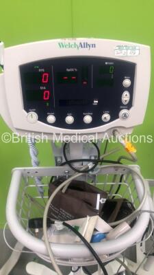 3 x Welch Allyn 53NTY0 Vital Signs Monitors on Stands with Selection of Cables (All Power Up) *S/N JA 54211 / JA067789* - 3