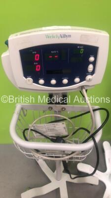 3 x Welch Allyn 53NTY0 Vital Signs Monitors on Stands with Selection of Cables (All Power Up) *S/N JA 54211 / JA067789* - 4