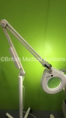 1 x Luxo Patient Examination Lamp on Stand (Powers Up), 2 x Standing Aids and 1 x Philips PageWriter Trim II ECG Machine on Stand with 10 Lead ECG Leads (Powers Up) *S/N FS0124123* - 4
