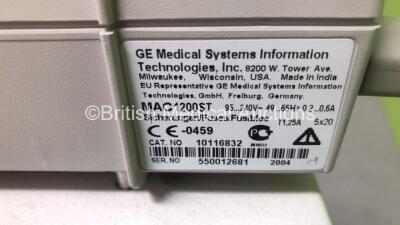 GE MAC 1200 ST ECG Machine on Stand with 10 Lead ECG Leads (Powers Up) *S/N 550012681* - 4