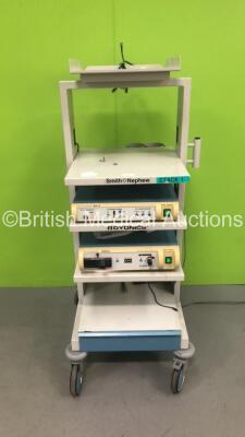 Smith and Nephew Stack Trolley with Smith and Nephew Dyonics ED-3 Enhanced Digital 3-Chip Camera Control Unit and Smith and Nephew Dyonics Xenon Light Source (Powers Up)