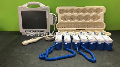 Mixed Lot Including 1 x Bard Ref 9763000 Ultrasound System (Untested Due to Missing Power Supply) 2 x Plastic Cup Trays and 7 x Covidien Genius 3 Thermometers with Base Units (2 Power Up, 5 No Power)