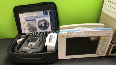 Mixed Lot Including 1 x Bedfont Micro+ Smokerlyzer in Carry Case, 2 x Drager Infinity Delta Patient Monitors (Both Damaged-See Photos) 1 x Eye Chart Light Box - 2
