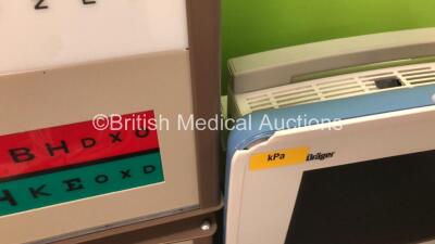 Mixed Lot Including 1 x Bedfont Micro+ Smokerlyzer in Carry Case, 2 x Drager Infinity Delta Patient Monitors (Both Damaged-See Photos) 1 x Eye Chart Light Box - 5