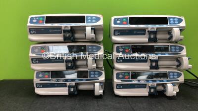 6 x Carefusion Alaris GH Guardrails Plus Syringe Pumps (5 Power Up, 1 Power) *SN 135102451, 135104012, 135102158, 135103942, 135103989, 8002MED01G* *H*