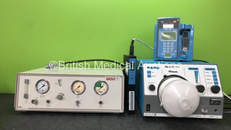 Mixed Lot Including 1 x Valleylab Optimumm Smoke Evacuation Unit (Powers Up) 1 x Richard Wolf 2250 N20 Pneu Automat Unit, 1 x Medi Temp II Blood Warmer (No Power) 1 x Alaris Gold Infusion Pump (Powers Up with Alarm)