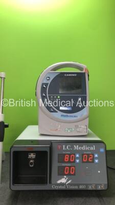 Mixed Lot Including 1 x Heidelberg Engineering Chin Rest, 1 x Integra Camino 6 Intracranial Pressure Monitor (Powers Up with Blank Screen) 1 x IC Medical Crystal Vision 460 Smoke Evacuation Unit (Powers Up with Missing Filter) - 3
