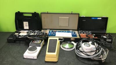 Mixed Lot Including 1 x Huntleigh Doppler Unit in Carry Case, 1 x Sonicaid Doppler Unit, 1 x Pneupac Ventilator / Resuscitator, 1 x Stryker Automatic High Vacuum Pump, 1 x Orbit Pedal, 1 x Johnston & Johnston Pressure Regulator