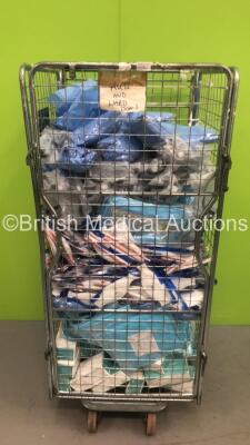 Cage of Consumables Including Surgical Gowns, Face Masks and Visors (Cage Not Included)