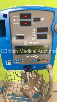 4 x GE Dinamap Pro 400V2 Vital Signs Monitors on Stands with a Selection of Leads (All Power Up) *S/N AAX0810002SA / AAX08100069SA / AAX08100116SA / AAX08100035SA* - 2