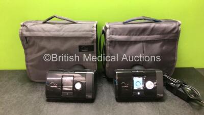 2 x ResMed Airsense 120 CPAP Units with 1 x AC Power Supply in Carry Bags (Both Power Up) *SN 23212624055, 23181239285*