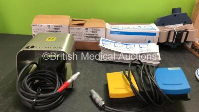 Mixed Lot Including 40 x Soft Cuff Ref SFT-N3-2B BP Cuffs, 30 x Zoll Ref 8900-003 ECG Electrodes *All Out of Date* 1 x Lumenis Footswitch, 1 x Eschmann Footswitch, 2 x EZ IO Power Drivers, 1 x Philips IntelliVue Ref 865244 Controller and 1 x Oxylitre N20/ - 2