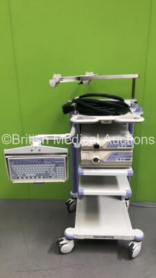 Olympus Stack Trolley with Olympus Evis Lucera CV-260 Digital Processor, Olympus Evis Lucera CLV-260 Light Source, Keyboard and Stack Cable (All Power Up) *7547592 / 7517080*