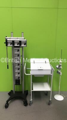 Mixed Lot Including 1 x Metal Dispensing Trolley, 1 x CareFusion Alaris Trolley and 1 x Examination Light (No Power)