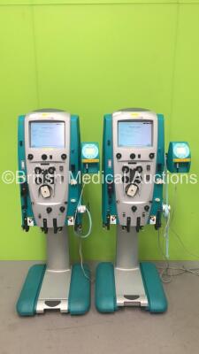 2 x Gambro Prismaflex Dialysis Machines Version 8.2 with Barkley Auto Control Unit - Running Hours 7028 / 8452 (Both Power Up)
