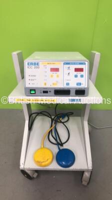 ERBE ICC 200 Electrosurgical / Diathermy Unit on Stand with Footswitch (Powers Up) *S/N D-1034*