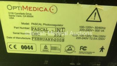 Opti Medical Pascal Photocoagulation Laser *Mfd - May 2008* Version 5.12 ELO Touchscreen Monitor and Key on Motorized Table (Powers Up, Table Tested Working) *OMC-202* - 7