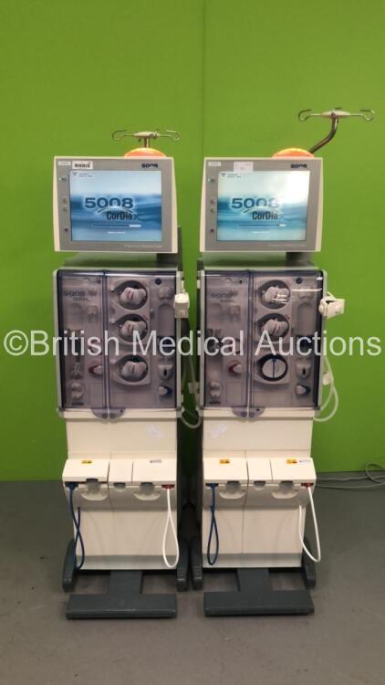 2 x Fresenius Medical Care 5008 Cordiax Dialysis Machines - Software Version 4.57 - Running Hours 31399 / 39222 (Both Power Up) *S/N 5VEA2376 / 5VEA2220 *