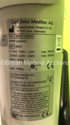 Zeiss OPMI Lumera i Dual Operated Surgical Microscope Ref 6633 *Software Version 1.5* with 2 x Zeiss f170 Binoculars, 4 x 10x Eyepieces, Zeiss f 200 APO Lens and Footswitch (Powers Up with Good Bulb) *S/N 6633124859* **Mfd 03/2016** - 12