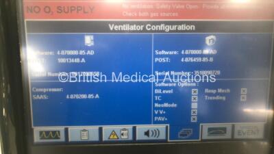 Nellcor Puritan Bennett 840 Ventilator System Software Version 4-070000-85-AN Running Hours 27158 with Hoses (Powers Up) - 3