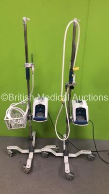 2 x Fisher and Paykel Airvo 2 Humidifiers on Stands with Hoses and Regulators (Both Power Up) **Mfd Both 2017**