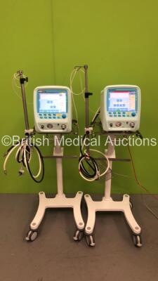 2 x Acutronic Medical Systems Fabian Therapy Ventilators *Mfd - 2013* Software Revision - fabianHFO 5.1.2 on Stands with Hoses (Both Power Up with 1 x Damage to Casing - See Photo)