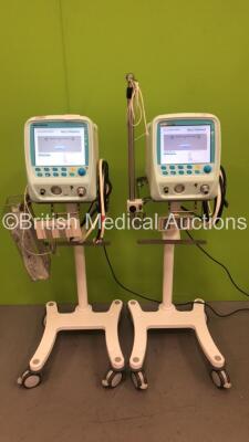 2 x Acutronic Medical Systems Fabian Therapy Ventilators *Mfd - 2013* Software Revision - fabianHFO 5.1.2 and 5.2.1 on Stands with Hoses (Both Power Up)