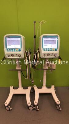 2 x Acutronic Medical Systems Fabian Therapy Ventilators *Mfd - 2013* Software Revision - fabianHFO 5.1.2 on Stands with Hoses (Both Power Up