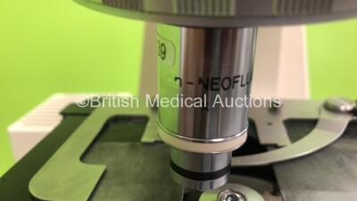 Carl Zeiss Axioskop Microscope on Stand with 1 x Optic, and 1 x E-PI10x/20 Eyepiece (Powers Up with Damage and Missing Pieces - See Photos) - 3