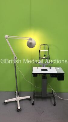 1 x Haag-Streit Ophthalmic Table with Chin Rest and 1 x Examination Lamp (Both Power Up)