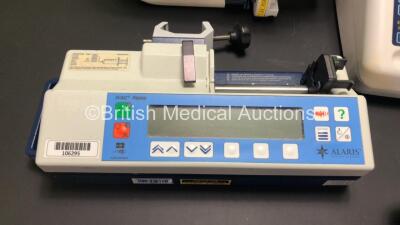 Mixed Lot Including 3 x Cardinal Health Alaris CC Syringe Pumps (All Power Up) 1 x Alaris IVAC P6000, 1 x B & D Nippy 3 Ventilator (Untested Due to Damaged Power Input) 1 x Covidien Heater for Mechanical Nebulization, 1 x Airmed 1000 Compressor, 1 x IVAC - 9