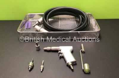 Job Lot Including 1 x Swiss 511.11 A.O Synthes Drill Handpiece with 3 x Attachments and Hose in Tray *SN 27035*