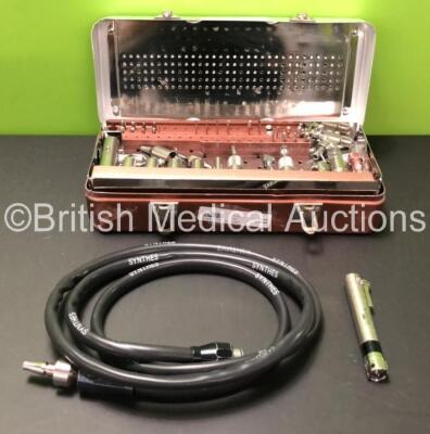 Swiss AO Mini Air Drill Set Including 1 x Swiss 512.100 Handpiece with Hose and Multiple Attachments in Case *SN 3689*