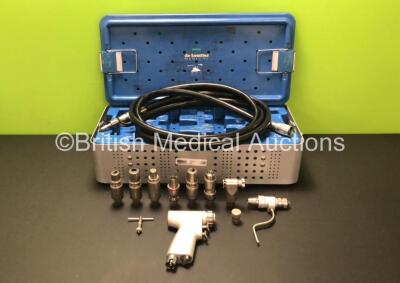 DeSoutter Drill - Saw Set Including 1 x Multidrive MPX-600 Handpiece, Various Attachments and Hose in Metal Tray *SN 06/03657*