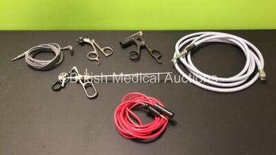 Mixed Lot Including 1 x Karl Storz 27040 D Working Element, 1 x Karl Storz 33131 Laparoscopic Handle, 1 x Karl Storz 26196 HM Bipolar Ring Handle, 1 x Karl Storz 279 Cable, 1 x Miscellaneous Light Source Cable and 1 x Diathermy Cable