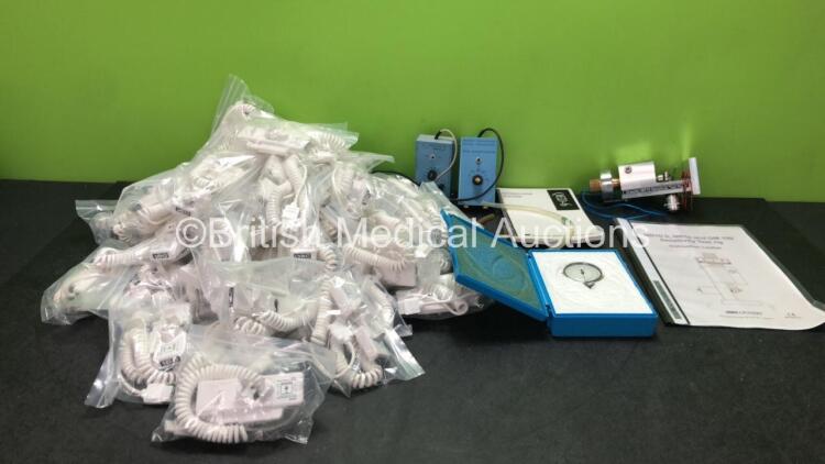 Mixed Lot Including Large Quantity of IVAC 180 Flow Sensors, 1 x Skin Temp Sensorsimulator, 1 x Graseby MR10 Sensitivity Test Rig and 1 x Accoson Aneroid P Gauge