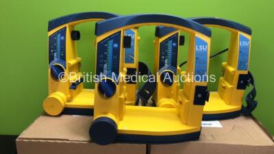 3 x Laerdal Suction Units with 6 x Purple Surgical Ref - ST/50/7 50m x 7mm Coil Tubing (All Power Up, All Missing Casing) - 2