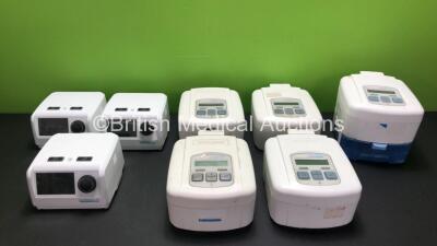 Job Lot Including 3 x DeVilbiss Blue Auto Plus CPAP Units with 2 x Power Supplies (All Power Up) 3 x DeVilbiss SleepCube Auto Plus CPAP Units with 3 x Power Supplies (All Power Up) 1 x DeVilbiss DV5HH Humidifier, 1 x DeVilbiss SleepCube Standard Plus CPAP