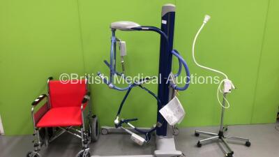 1 x Roma Wheelchair, 1 x Heine Patient Examination Lamp on Stand (No Bulb) and 1 x Arjo Maxi Move Electric Patient Hoist with Battery and Controller (No Power)