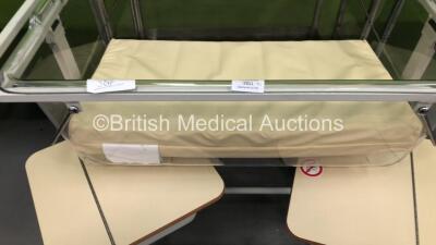 1 x Bedside Cot with Mattress and 3 x Stainless Steel Trolleys - 2