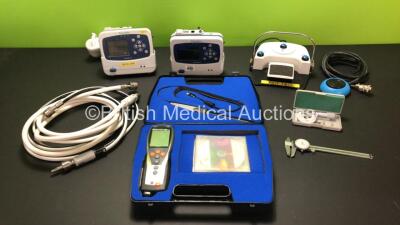 Mixed Lot Including 2 x Welch Allyn Propaq LT Patient Monitors Including ECG,/EKG, SpO2 and NIBP/PSNI Options with 2 x Docking Stations and 1 x Power Supply (Both Power Up) 2 x Footwitches, 1 x Testo 635 Unit in Case, 1 x NSK Precision Dial Caliper, 1 x N